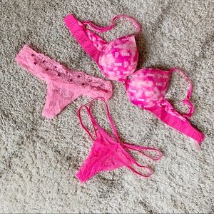 Victoria’s Secret PINK Hot Pink Bra Panty Set